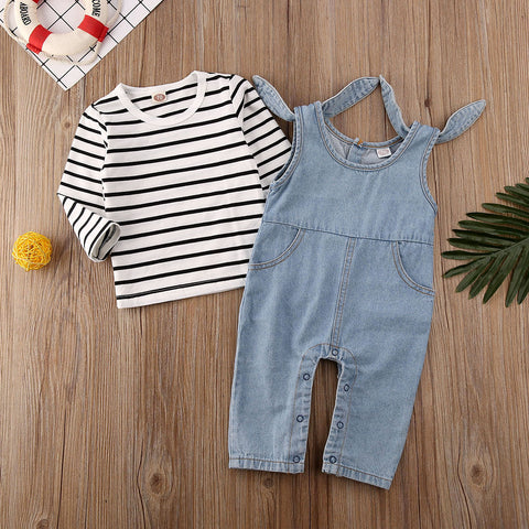 Denim Overalls Set