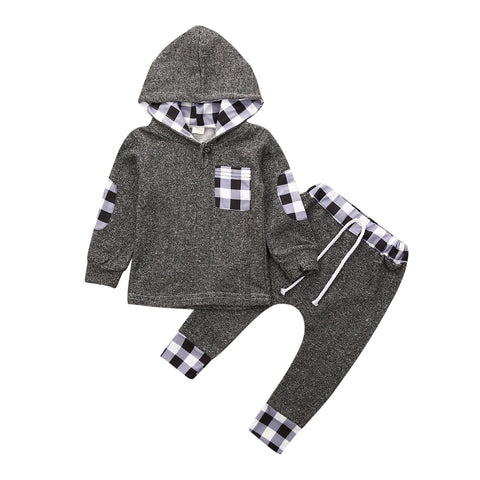 Plaid Hoodie & Pants Set